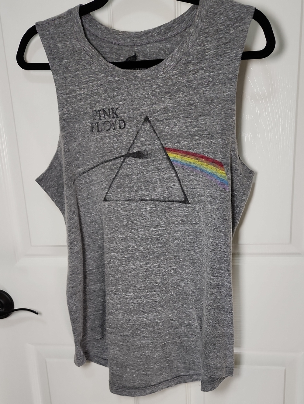 Pink Floyd Gray Tank with Prism Rainbow Graphic